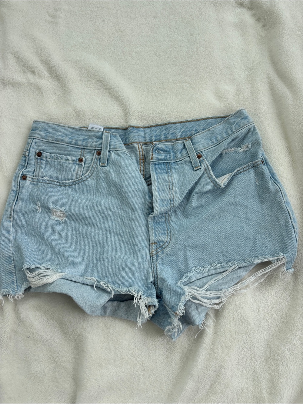 Levi's Light Blue Distressed Denim Cutoff Shorts